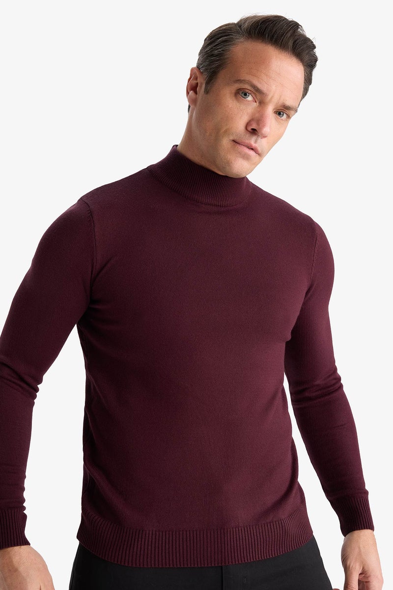 DeFacto Red Man Slim Fit Turtleneck Basic Knit Pullover Casual - Image 3